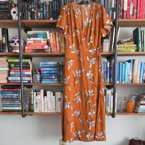 a new day Orange Floral Midi Dress